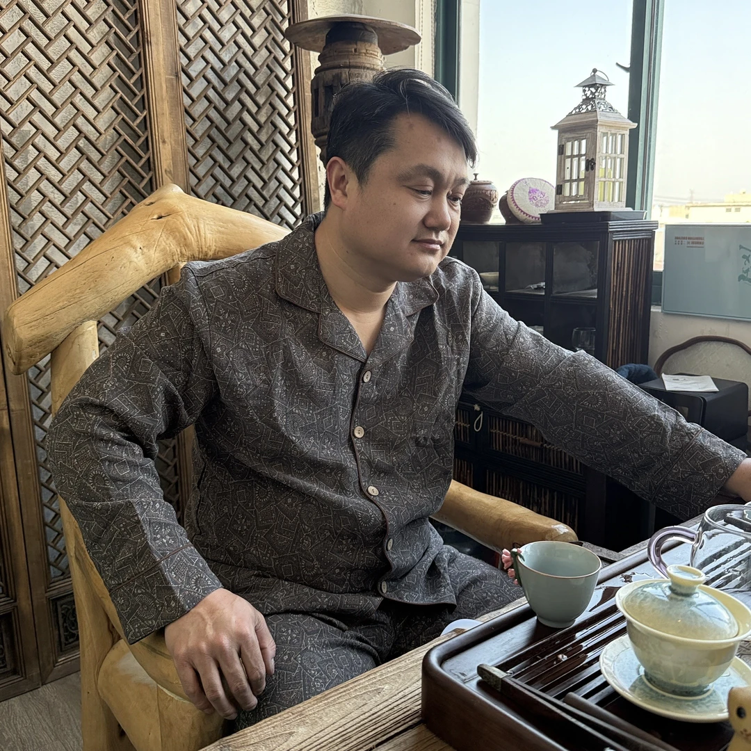 【弘雪】男款家居休闲长袖长裤套装全棉双层纱薄款秋冬套装大码宽松