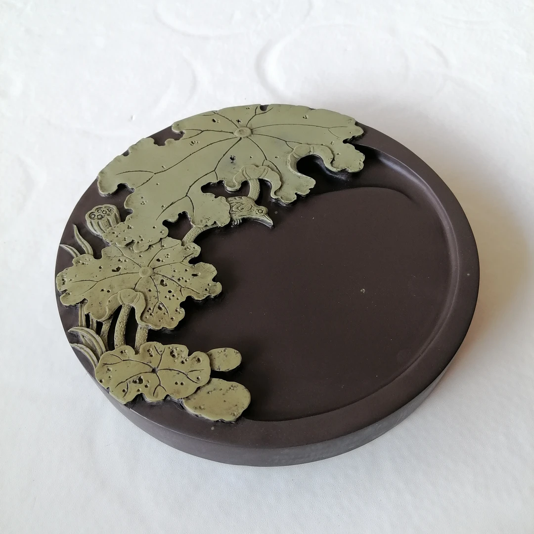 天然原石手工雕刻可研墨的文房四宝苴却砚台苴却石砚台中国苴却石