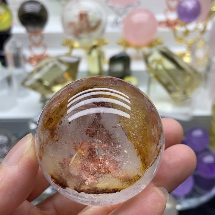 水晶摆件未镶嵌胶花球4.7cm
