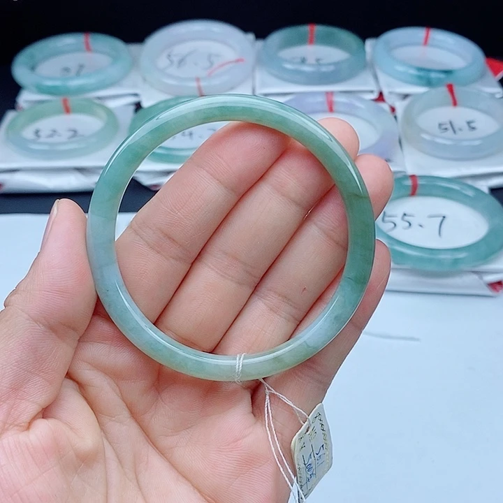 翡翠手镯未镶嵌小叮当手镯55-56圈口