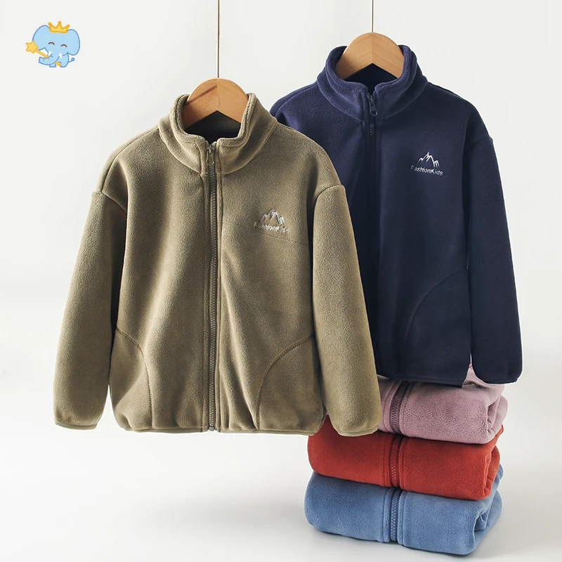 男童外套摇粒绒春秋儿童抓绒衣女男孩加绒中大童秋冬保暖内胆上衣