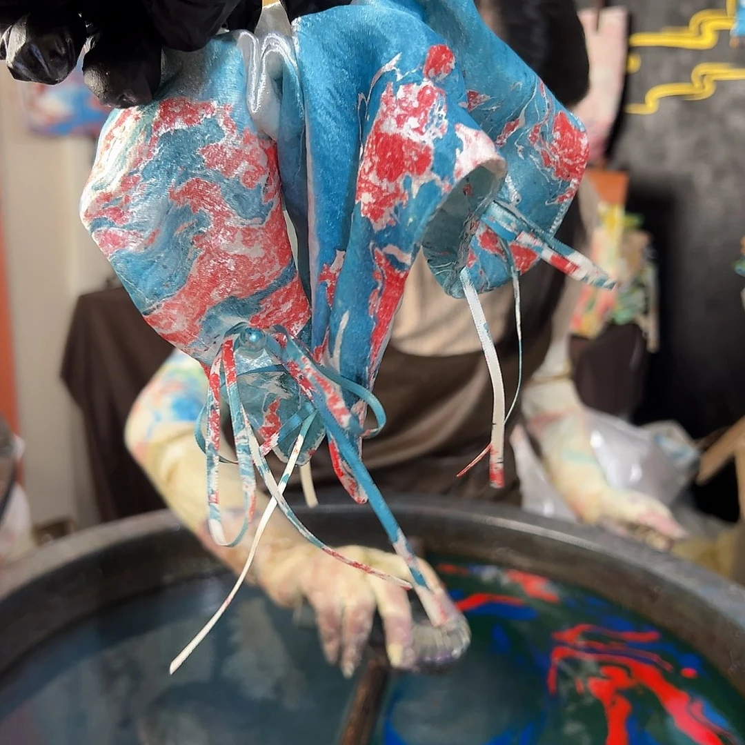 751新款方巾发圈锦鲤色