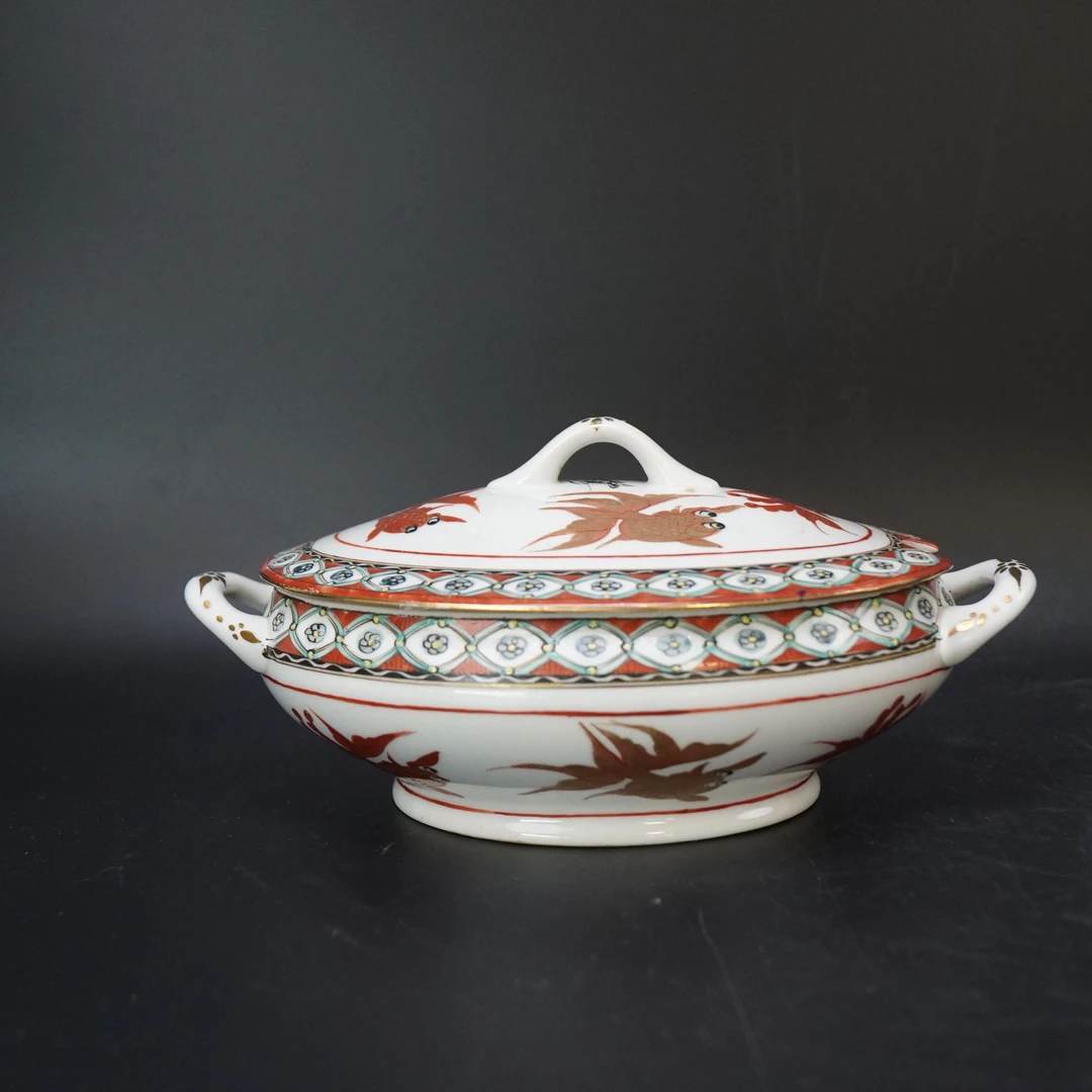 Lot.25101054民国广彩金玉满堂盖锅 长：约21cm