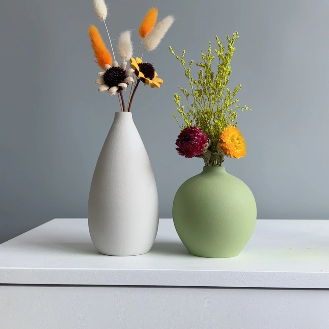 摆件陶瓷小花瓶摆件含花总高约20-30cm