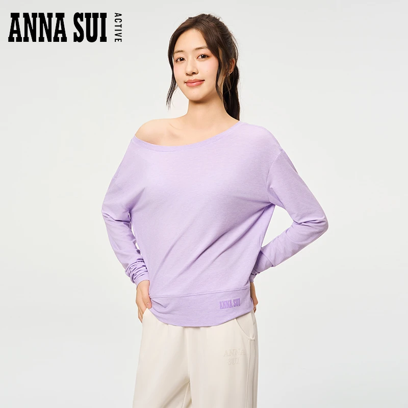 ANNA SUI安娜苏运动 斜肩一字领抗菌长袖T恤吸湿速干25305194A