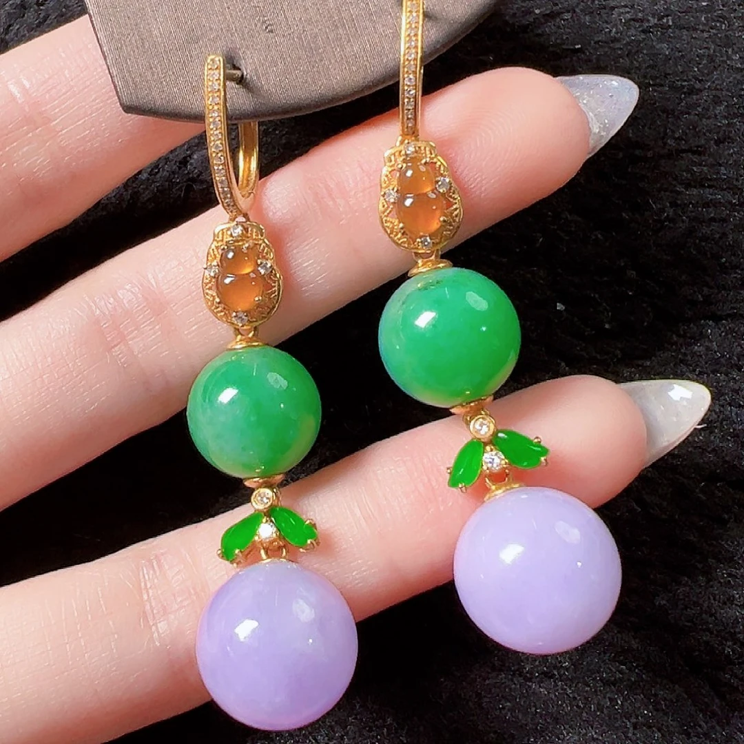 翡翠耳饰18K金镶嵌签收后24小时鉴赏期，过时不退