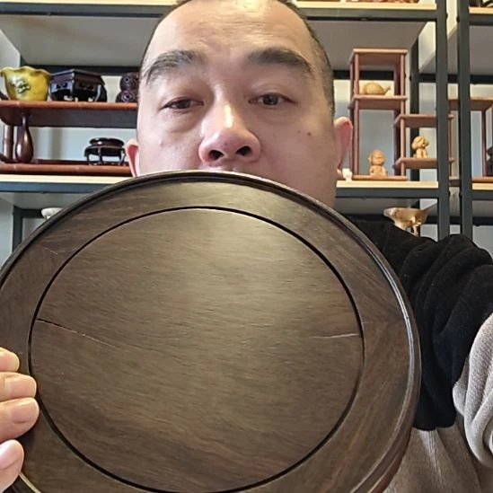 深***海黑檀圆形底座几架瑕疵内径22.5*6