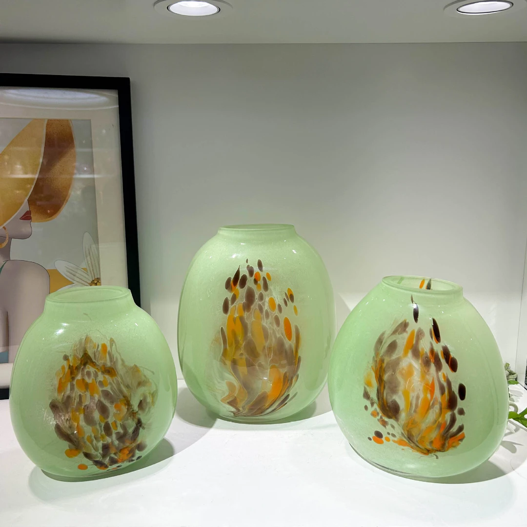 简约清新原色料琉璃花瓶家居餐桌样板间酒店氛围感装饰高级感摆件