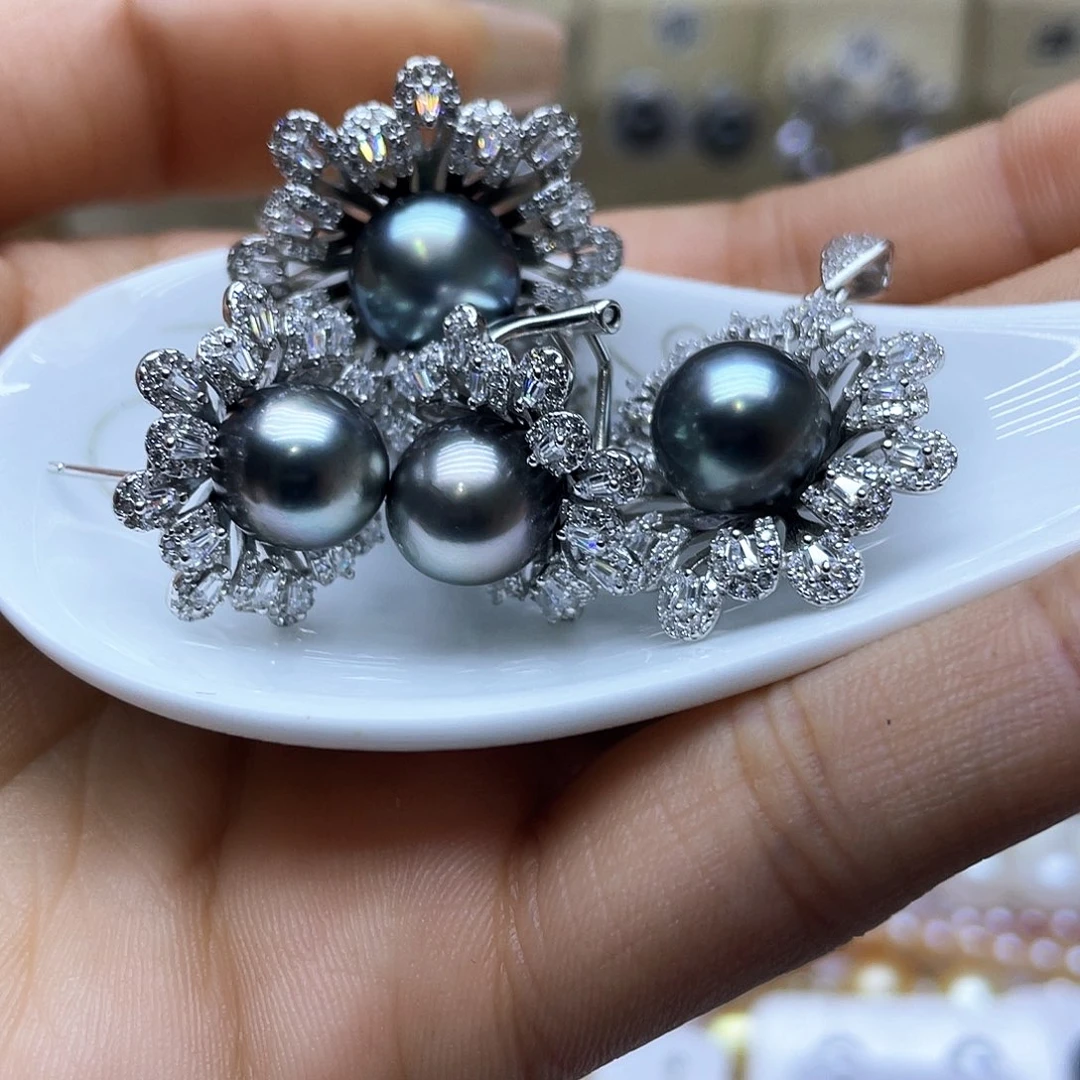 海水珍珠套装银S925镶嵌