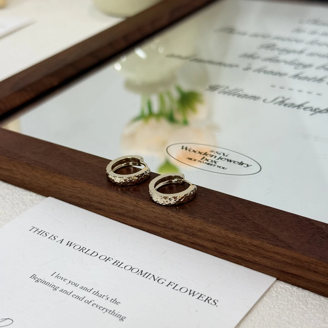 铜合金耳饰 ES-514金属肌理感纹路小众精致个性耳圈