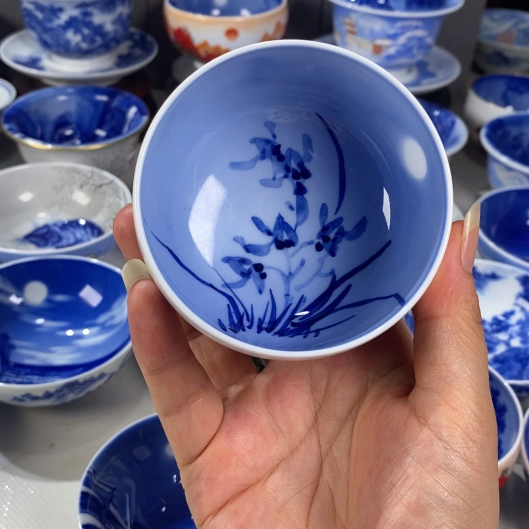 青花兰花主人杯杯