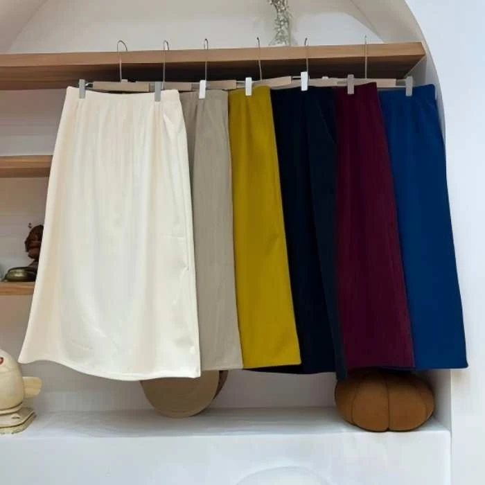 休闲半身裙夏季百搭高腰时尚O型开叉文艺风牛仔半裙