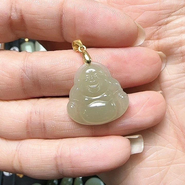 和田玉银S925镶嵌吊坠(不含链)