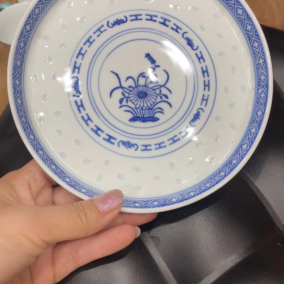 瓷片景德镇清米通平盘