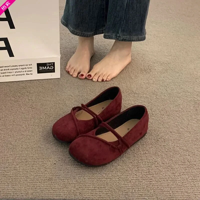 森系复古单鞋圆头软底全包勃肯鞋女外穿2025春秋季平底单鞋奶奶鞋