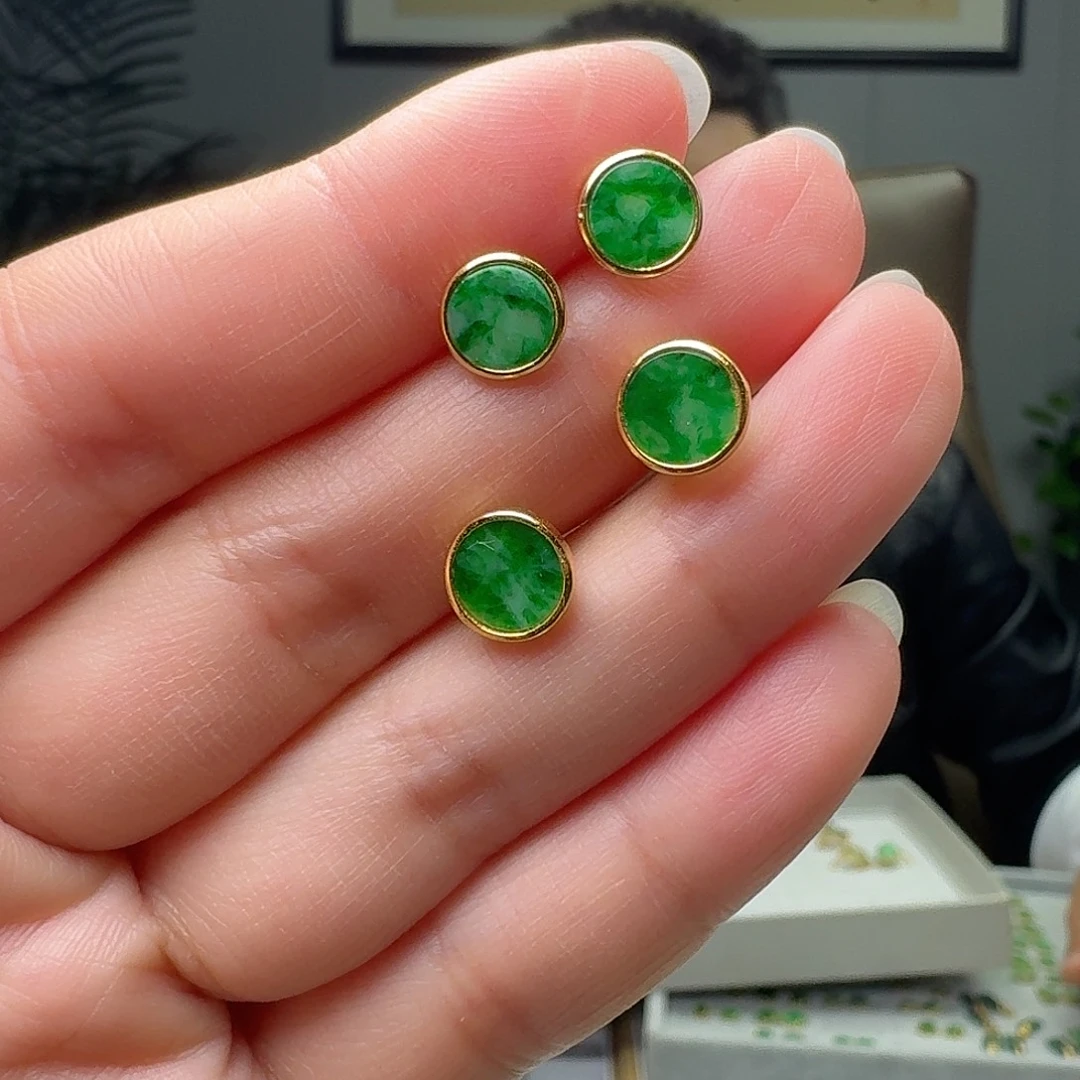 翡翠银S925镶嵌耳饰多样性发货其一