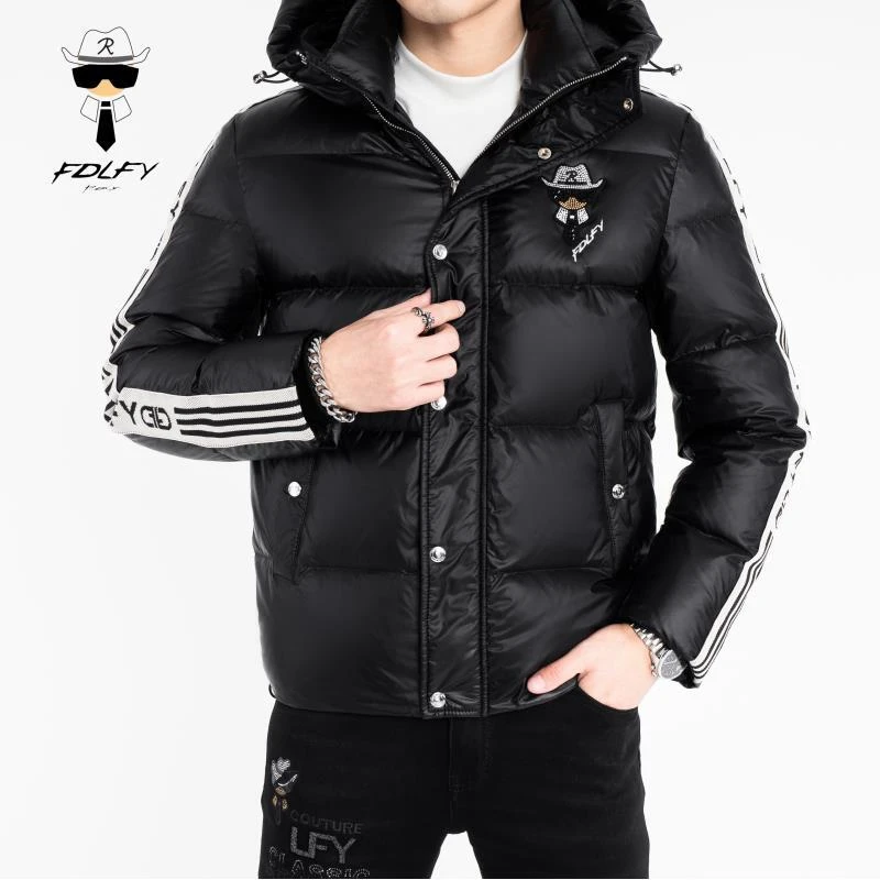 FDLFY老佛爷男装冬季新款羽绒服休闲欧货男装保暖连帽外套8201