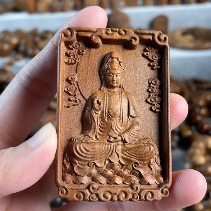 木老山檀观音姐姐雕刻牌