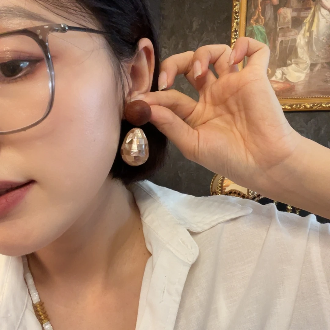琉璃黄铜925银耳钉
