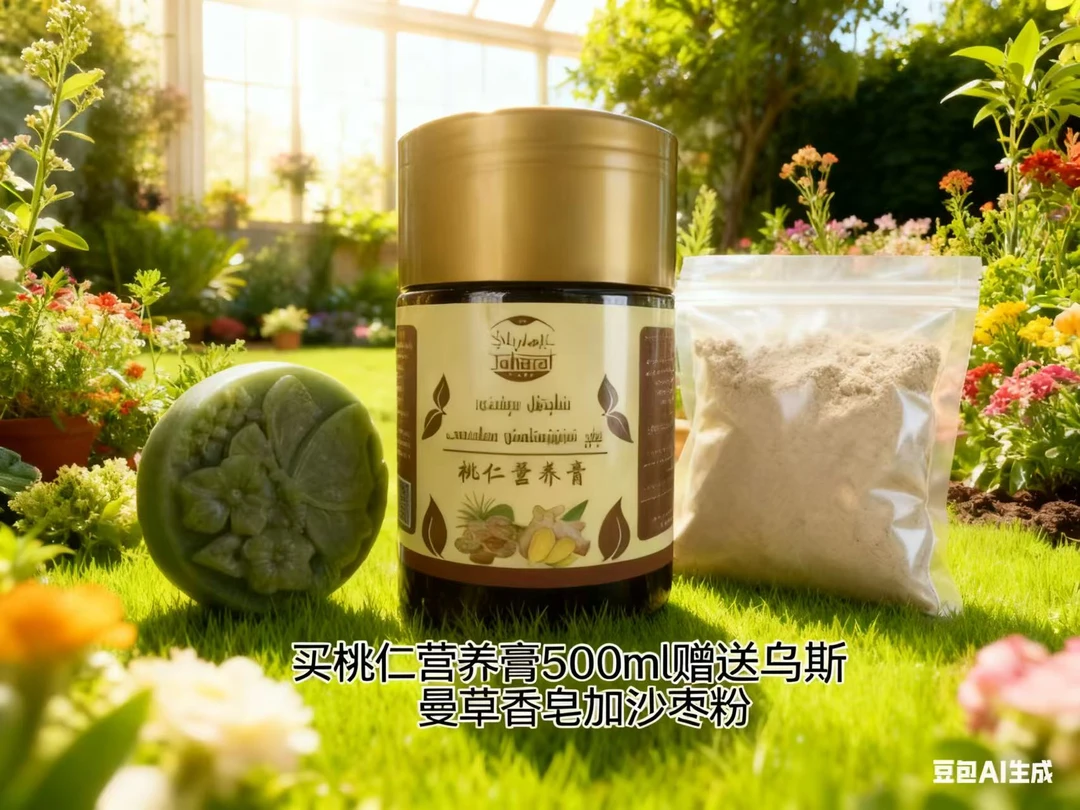 Juharay【官方正品】桃仁膏赠品乌斯曼草黑种草洗发皂和沙枣粉500ml