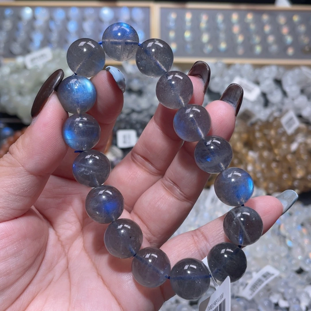 手链未镶嵌长石纯蓝光灰月光手链13mm