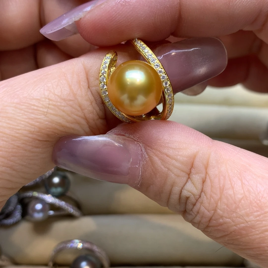 银S925镶嵌戒指海水珍珠