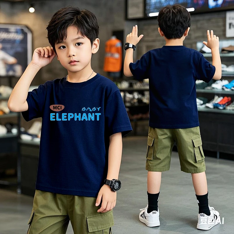 MCI轻奢男女童同款童装潮童休闲儿童短袖纯棉圆领T恤上衣夏季