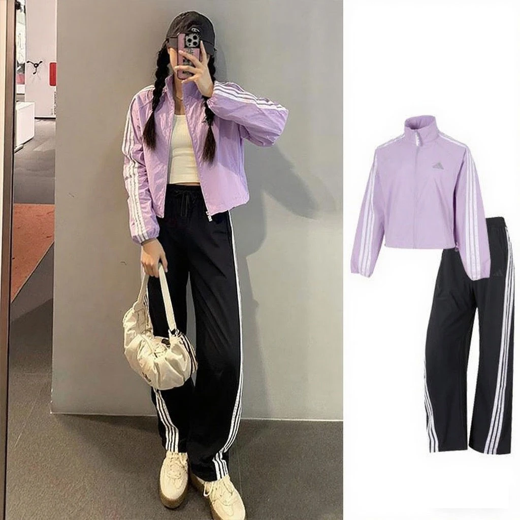 【早秋穿搭】阿迪达斯女装运动套装2025新款时尚训练梭织夹克休闲裤