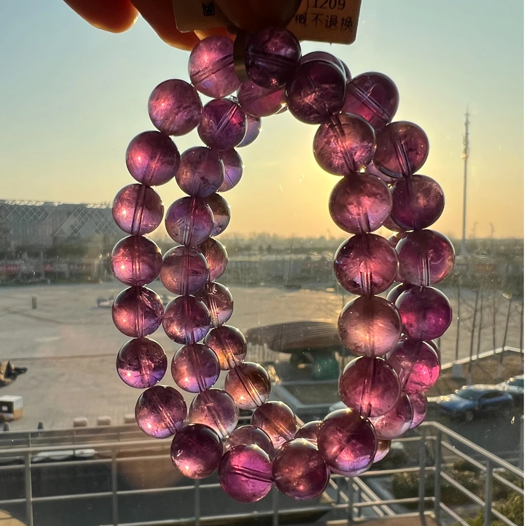 天然紫兔毛水晶手链男女同款10-10.5mm单圈手串100多样性发其一