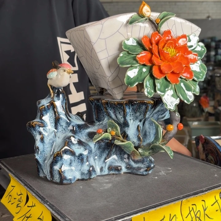 。一风堂石湾花盆 小开片缝隙 内16*9*9