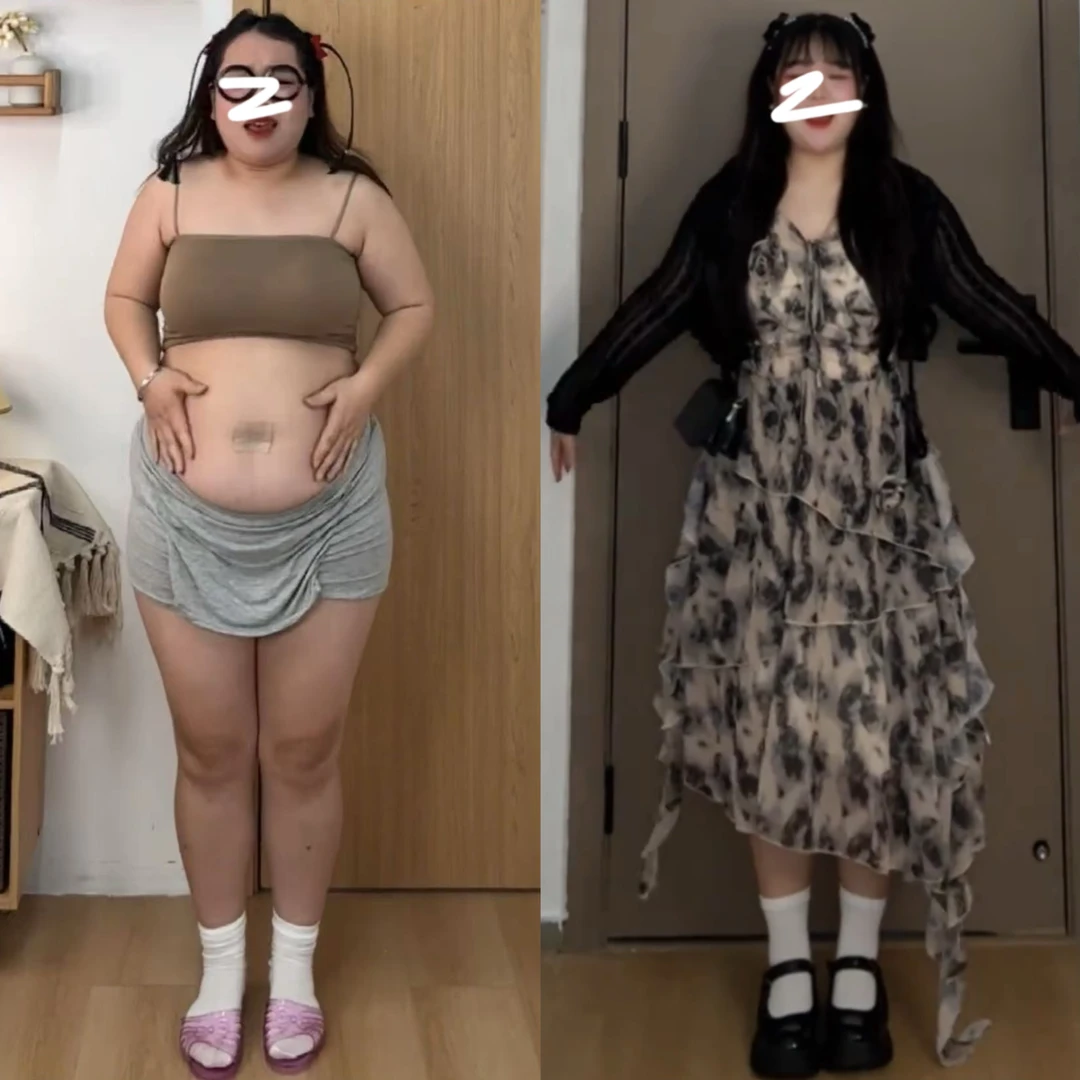 大码时尚不规则连衣裙女夏季梨形身材吊带裙胖MM遮肚显瘦裙子套装