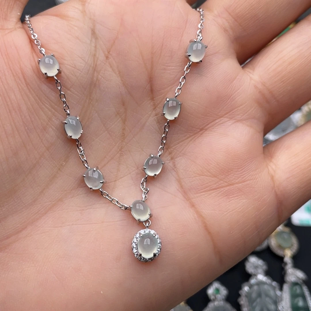 翡翠银S925镶嵌吊坠(不含链)