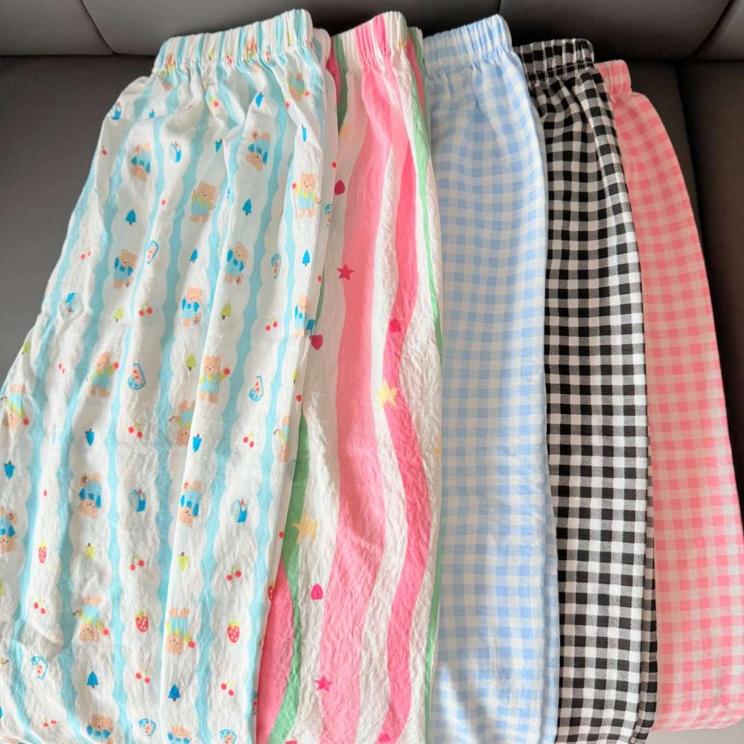 夏季女薄款长裤睡裤家居裤防蚊裤休闲女春秋宽松阔腿可外穿遛弯裤