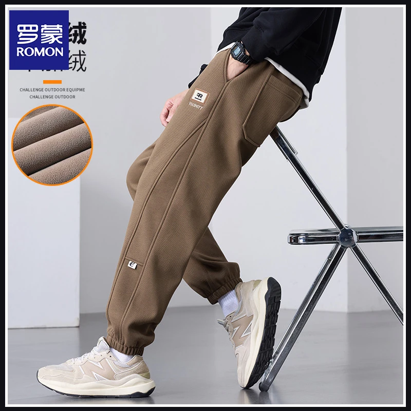 Romon/罗蒙男士休闲裤2025秋冬季新款束脚裤潮流百搭运动卫裤男款