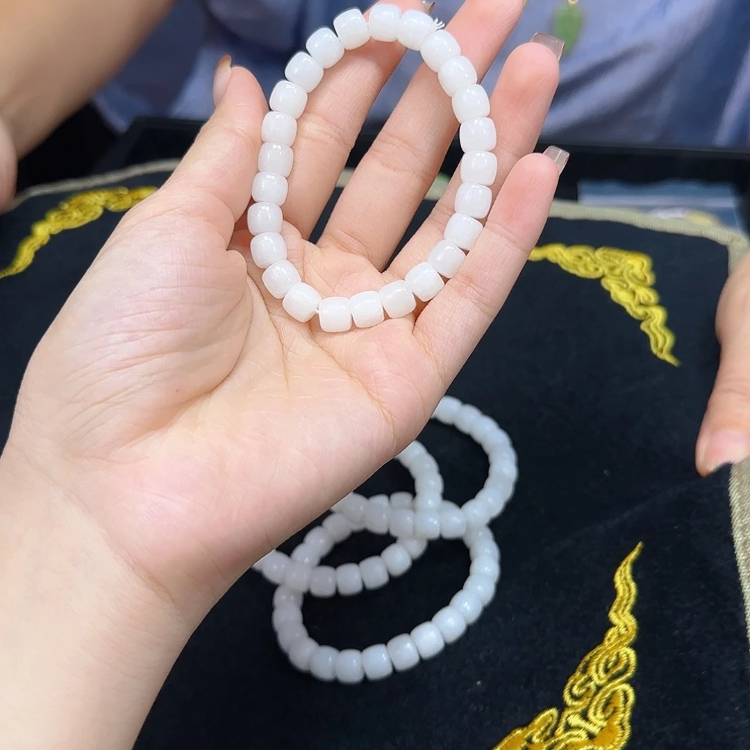 和田玉未镶嵌手链白玉直切手串8