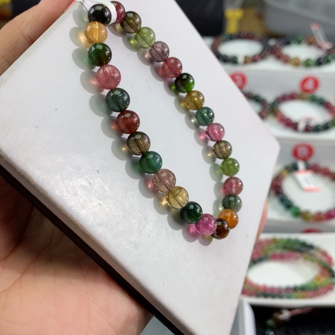 未镶嵌手链碧玺     7mm。