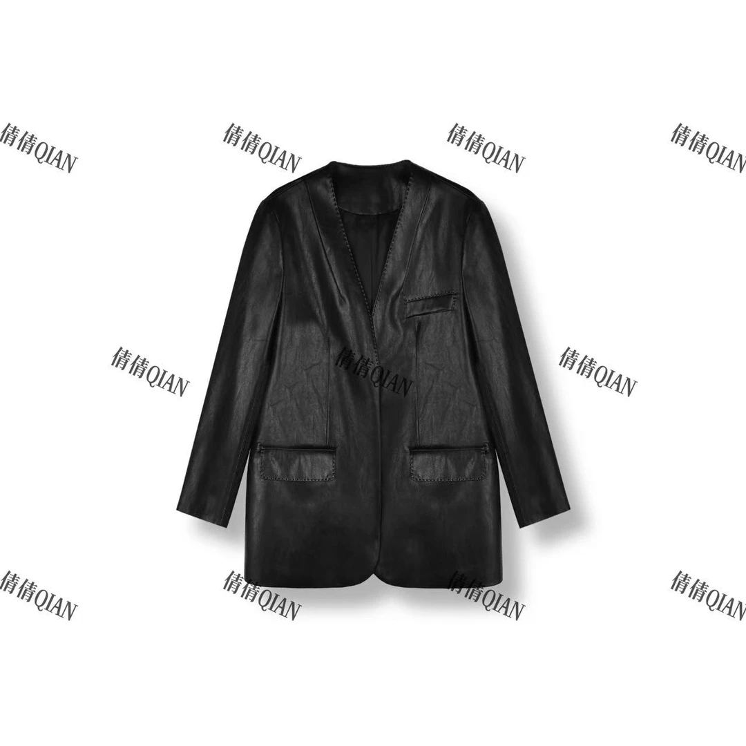 轻奢风设计PU皮皮衣外套气质高级感（23826-222）