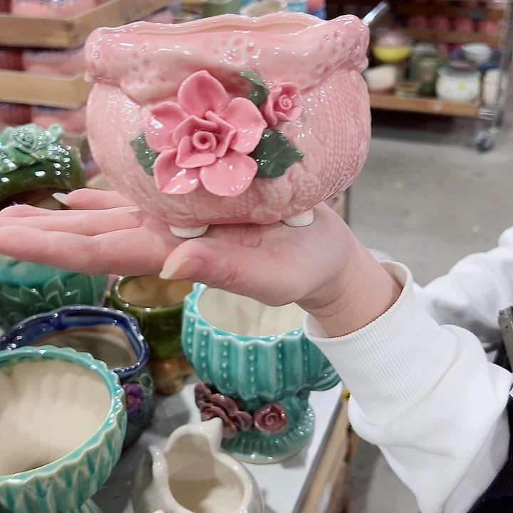 有孔.凑满10元发货多肉陶瓷花盆！