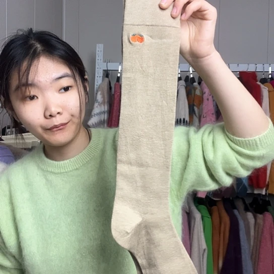 驼色两双袜子小腿袜