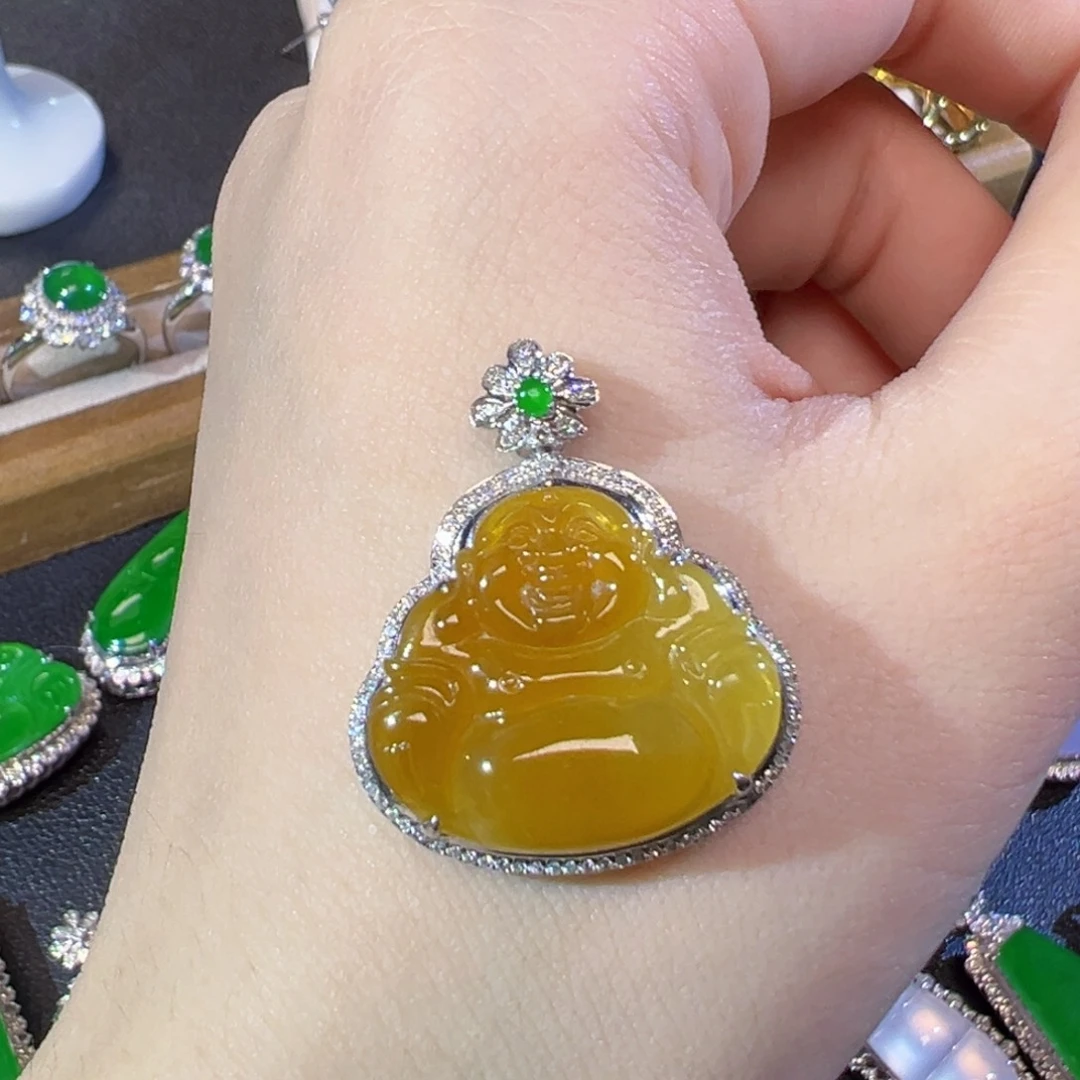 翡翠18K金镶嵌吊坠(不含链)