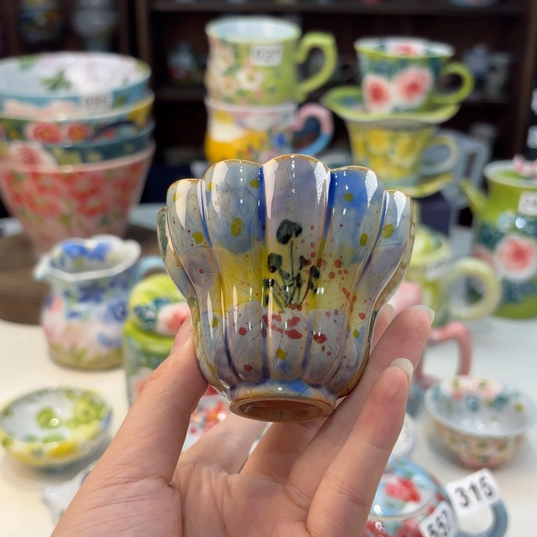 瓷片景德镇手绘高温釉下彩陶瓷茶具