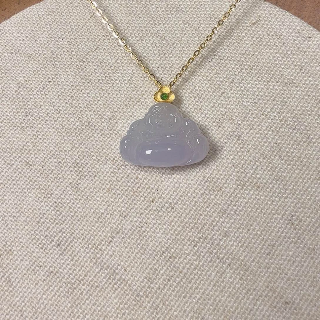 翡翠裸石翡翠18k紫佛公