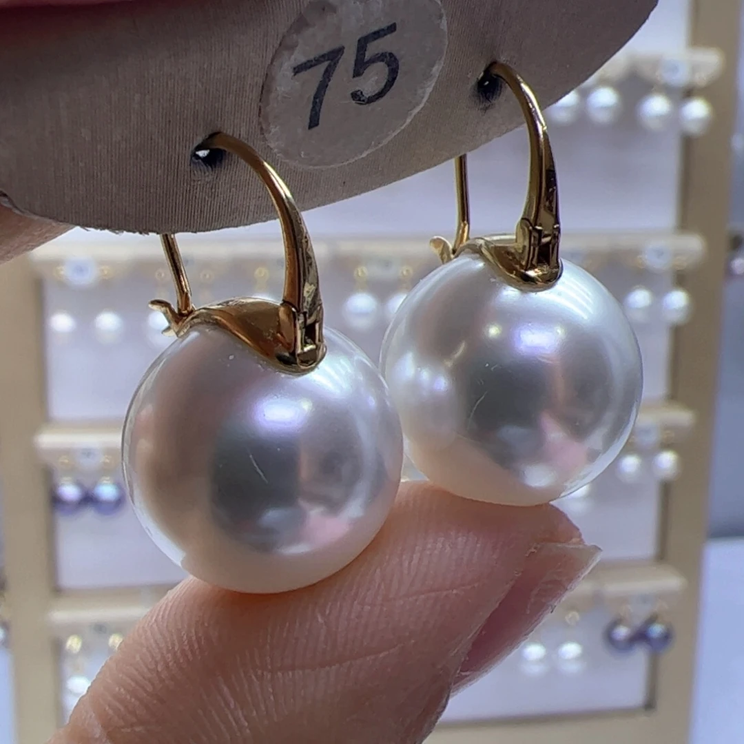 淡水珍珠耳饰18K金镶嵌