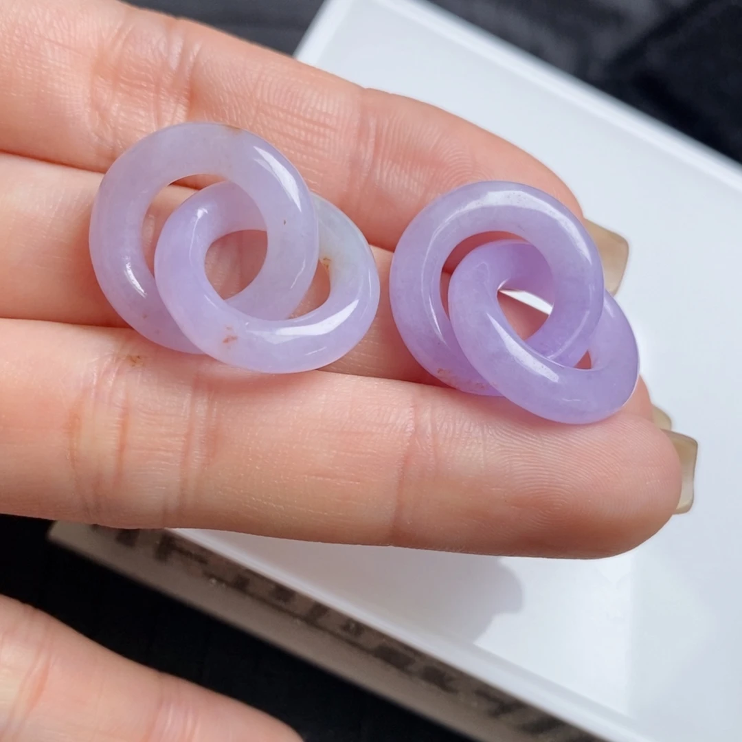 翡翠未镶嵌耳饰紫双环
