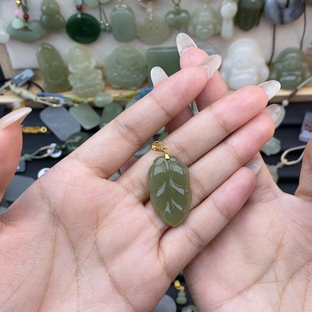 和田玉银S925镶嵌吊坠(不含链)
