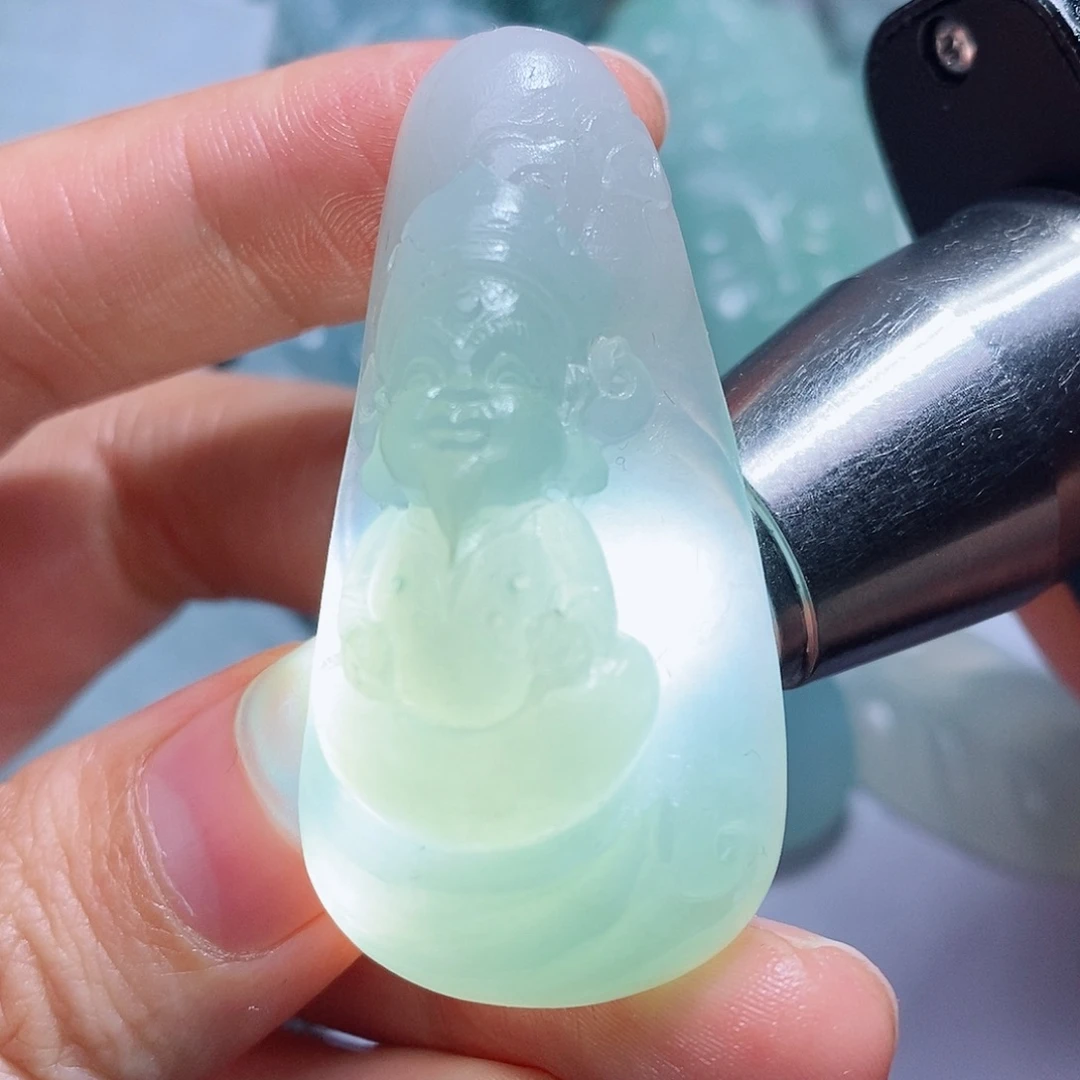 定制翡翠未镶嵌毛货付款后确认抛光