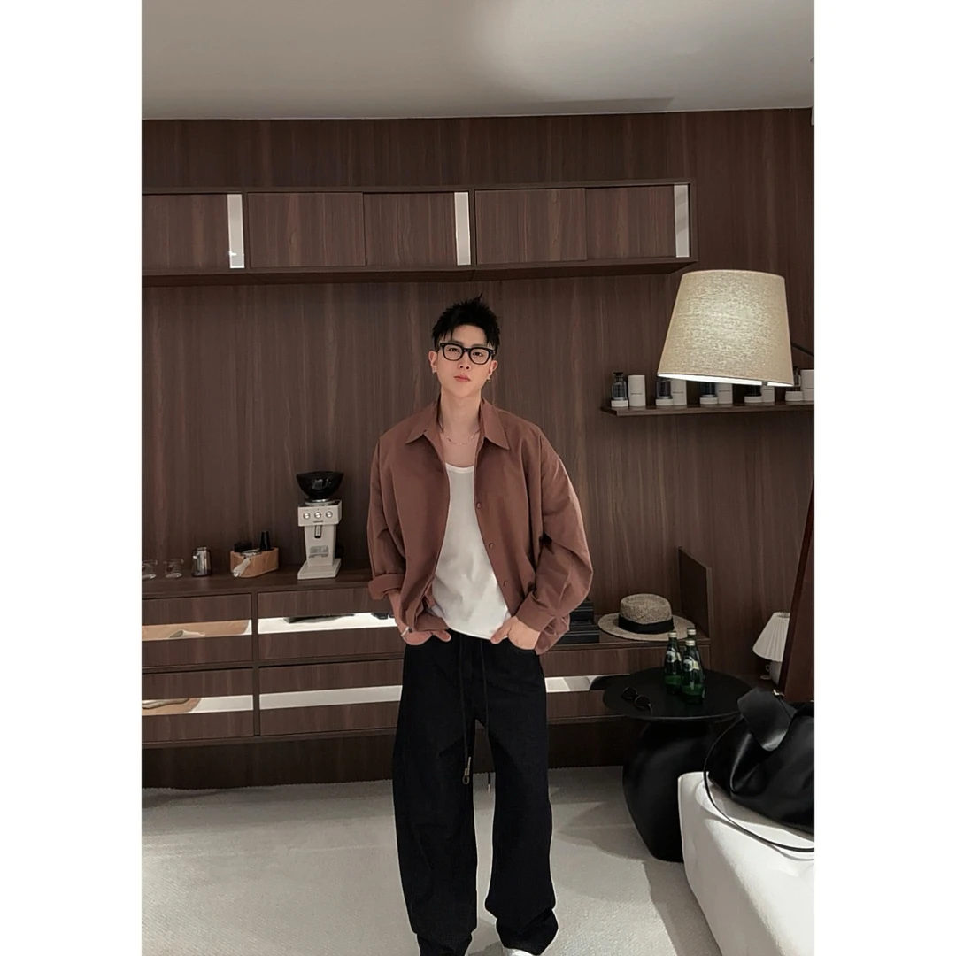 【koko】秋季新款松弛时髦男士翻领夹克时尚百搭休闲宽松简约外套