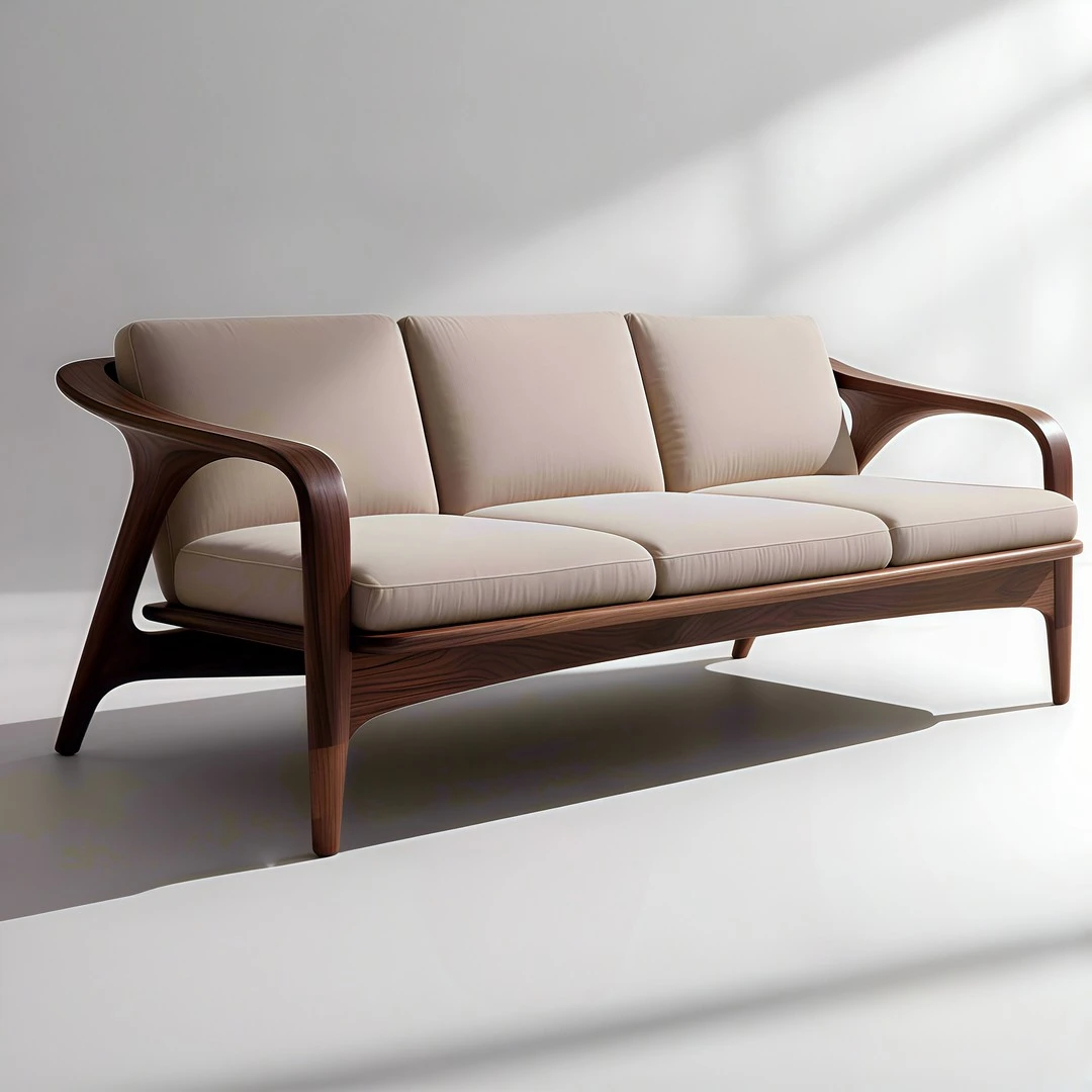 新中式木蜡油实木沙发侘寂风沙发日式两用宋式美学创意客厅家具