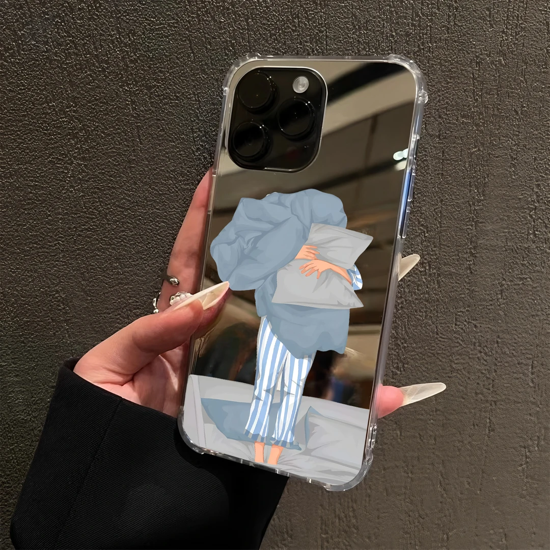女人的精神状态适用iPhone17苹果16promax手机壳14镜面15抱枕头13