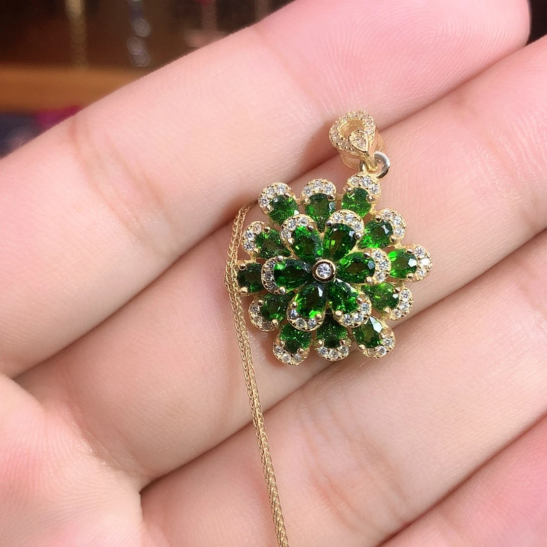 吊坠透辉石银S925镶嵌a****n